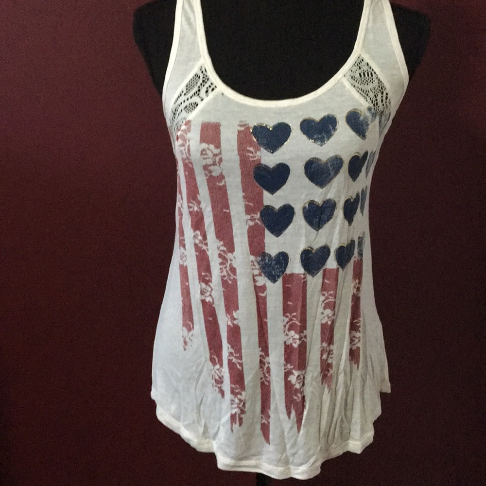 Red rose blue heart tank